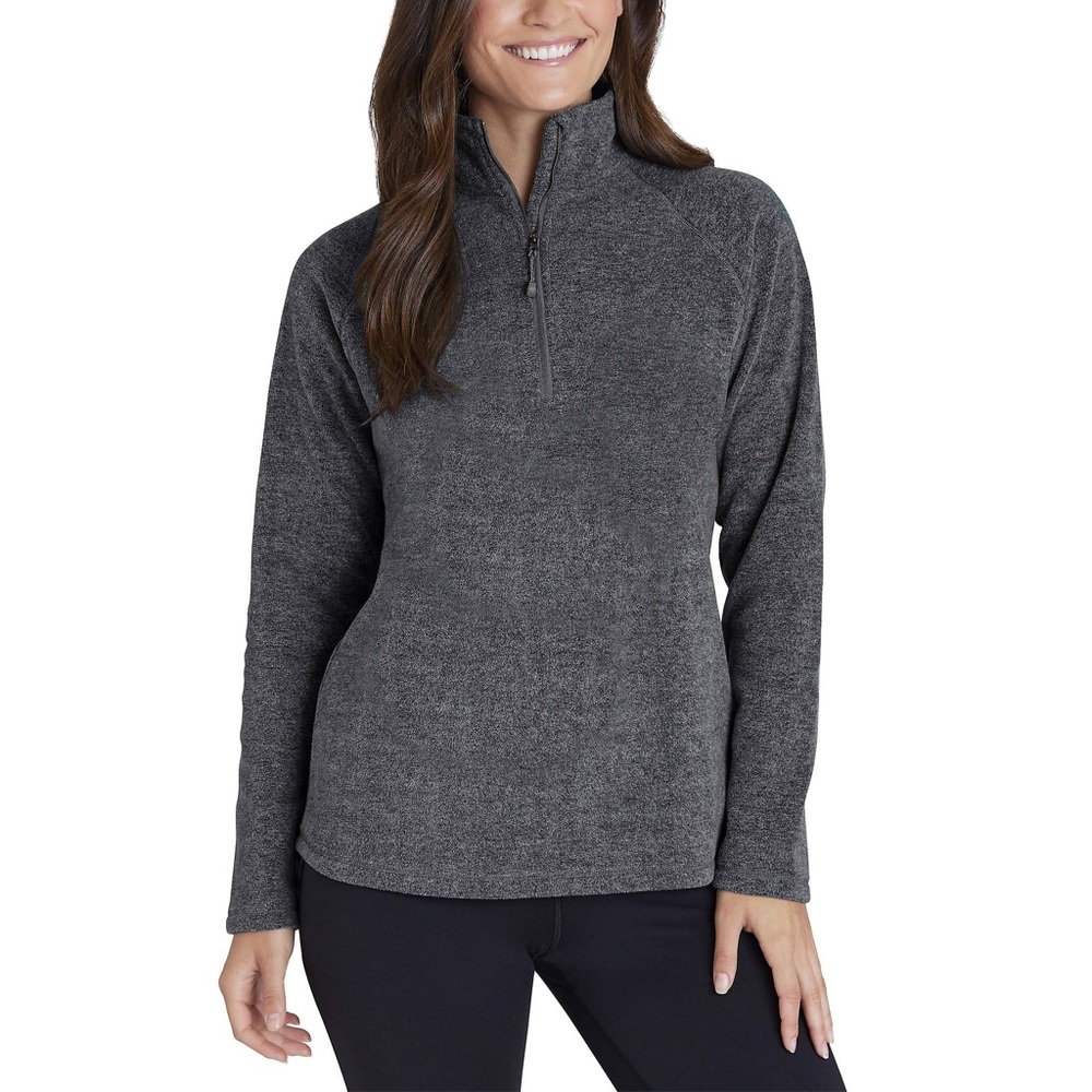 🏷️ 🏕️NWT Eddie Bauer Women’s Fleece 1/4 zip. Grey. Medium